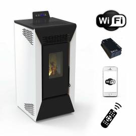 Stufa a pellet wifi Courmayeur 8,74 kw ventilata Bianco per riscaldamento