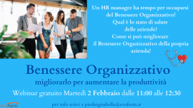 Webinar Gratuito "Benessere Organizzativo: migliorarlo per aumentare la produttività"