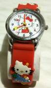 Orologi al quarzo per bambini ragazzi Hello Kitty con cinturino in gomma rosso