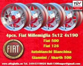 4 pz. cerchi Fiat,Autobianchi Abarth 5x12 ET20 500