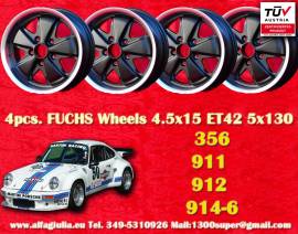 4 pz. cerchi Porsche Fuchs 4.5x15 ET42 356 C SC, 9