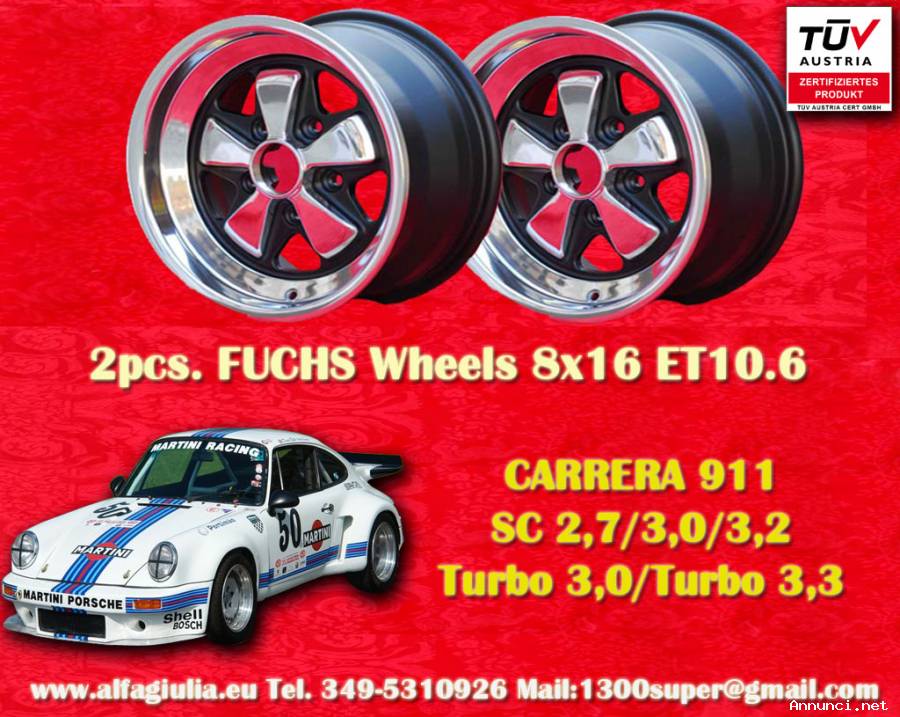 2 pz. cerchi Porsche Fuchs 8x16 ET10.6 911 SC, Car