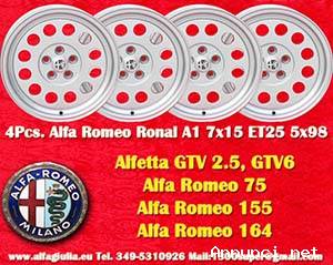 4 pz. cerchi Alfa Romeo A1 7x15 ET25 Alfetta GTV 2