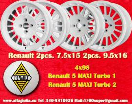 Set Cerchi 7.5x15 9.5x16 Renault 5 Maxi Turbo Whit