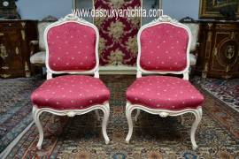 Coppia di poltrone-sedie del XX secolo laccate stile veneziano stile Luigi XV
