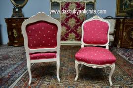 Coppia di poltrone-sedie del XX secolo laccate stile veneziano stile Luigi XV