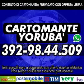La consulenza con il Cartomante YORUBA' è con offerta libera con ricarica telefonica
