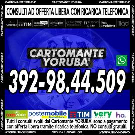 La consulenza con il Cartomante YORUBA' è con offerta libera con ricarica telefonica