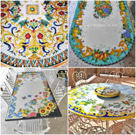 TAVOLI IN PIETRA LAVICA DECORATI A MANO IN UMBRIA E IN TUTTA ITALIA