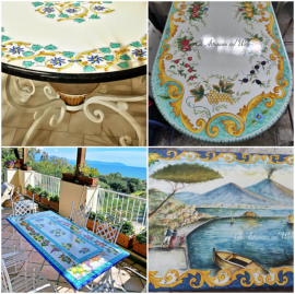 TAVOLI IN PIETRA LAVICA DECORATI A MANO IN LOMBARDIA E IN TUTTA ITALIA