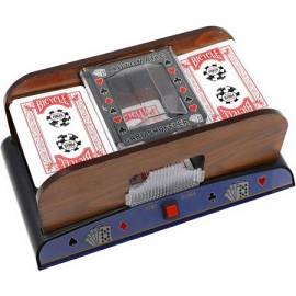 Mescolatore di carte Deluxe Wooden elettronico a pile per carte da 1 a 2 mazzi Poker, Rummy nuovo