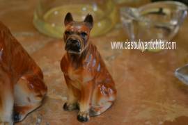 Coppia di statuine vintage anni 60 di cani boxer