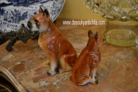 Coppia di statuine vintage anni 60 di cani boxer