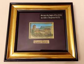 SERIGRAFIA CASTEL TIROLO IN FOGLIA ORO 22 KT SU LASTRA ARGENTO 925% CON GARANZIA