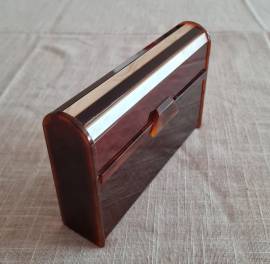 Porta carte beauty case pochette borsa a mano  vintage  anni '70  in   acrilico -bachelite   bicolor