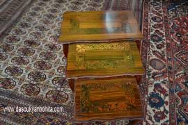 Set di tavolini a incastro stile Luigi XV con intarsio stile Boulle