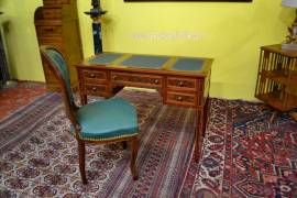 Scrittoio da centro stile Luigi XVI piano in ecopelle verde 109 cm.