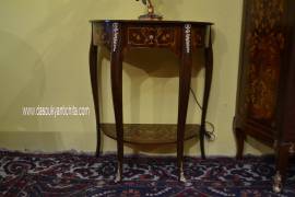Tavolino-comodino mezzo giro intarsiato stile Luigi XV