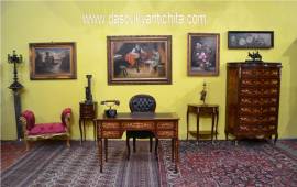 Tavolino-comodino mezzo giro intarsiato stile Luigi XV