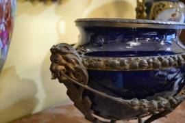 Centrotavola in porcellana blu cobalto stile Napoleone III