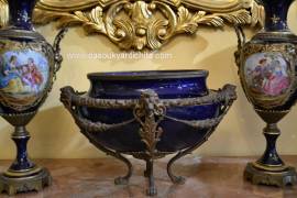 Centrotavola in porcellana blu cobalto stile Napoleone III