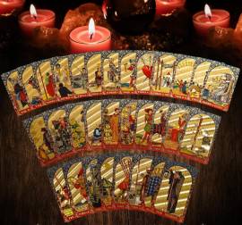 MAZZO TAROCCHI DORATI CON COLORI CANGIANTI *PVC ALTA QUALITÀ* CON MANUALE ILLUSTRATO ***NUOVO***