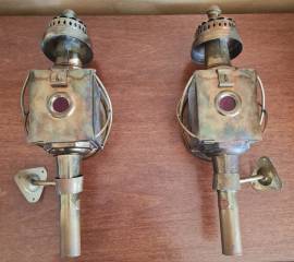 Coppia lanterne da carrozza vintage  marchio RDT  in ottone  