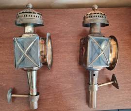 Coppia lanterne da carrozza vintage  marchio RDT  in ottone  