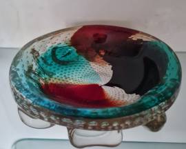 Ciotola   Centrotavola   Svuota Tasche vintage Murano  , macchie policrome di colore , senza etichet