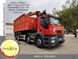RIF.1300 IVECO STRALIS 260 S 450 – 2007 – 4 ASSI – GANCIO SCARRABILE GUIMATRAC 30 TON + CASSA IN FER