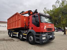 RIF.1300 IVECO STRALIS 260 S 450 – 2007 – 4 ASSI – GANCIO SCARRABILE GUIMATRAC 30 TON + CASSA IN FER