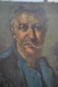 Dipinto olio su tela del XX secolo raffigurante anziano