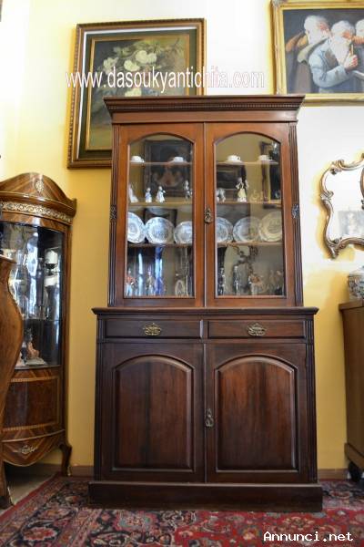 Bookcase-libreria inglese stile Vittoriano del XX secolo