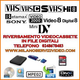 VHS IN PROMOZIONE SU DVD e FILE MP4 MILANO RIVERSAMENTO DUPLICAZIONE HI8,SUPER8,TRAVASO