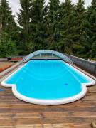 piscina in vetroresina 7,0x3,2x1,5 scale Romane impostato