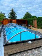 piscina in vetroresina 7,0x3,2x1,5 scale Romane impostato