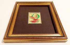 Quadro con litografia su foglia oro 22 Kt, natura morta del pittore "Dal Buono" anni '70