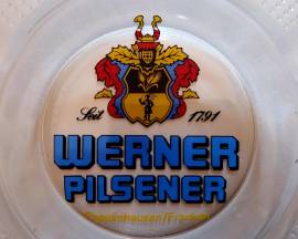 Portacenere posacenere Werner Pilsener Poppenhausen  Franken  oggetto pubblicitario vintage anni '80