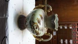 Grande vaso marrone e dorato, in ceramica - Vintage