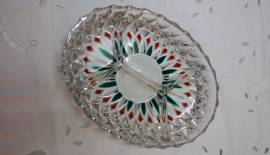 Porta snack in vetro colorato e stilizzato - Vintage