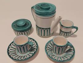 Bellissimo set caffè per due,  in Ceramica di Vietri finemente lavorato anni '70
