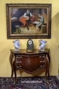 Comò bombato a tre cassetti stile Luigi XV intarsio a marqueterie