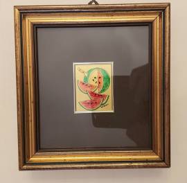 Quadro unico dipinto a mano su foglia oro 22 kt Del Bianco + certificato di garanzia