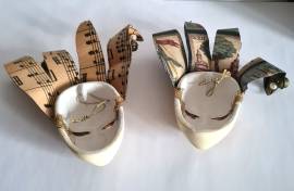 Maschere veneziane  vinta anni '80 ,decorative da parete, in ceramica e cartapesta, non indossabili,