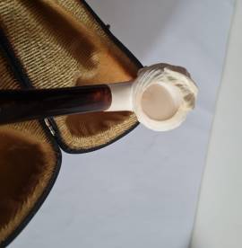 Pipa in schiuma di mare  vintage , sultano turco , intagliata a mano , mai fumata in custodia origin