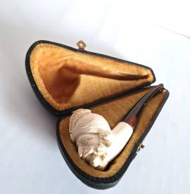Pipa in schiuma di mare  vintage , sultano turco , intagliata a mano , mai fumata in custodia origin