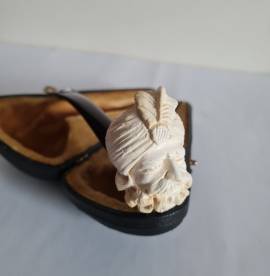 Pipa in schiuma di mare  vintage , sultano turco , intagliata a mano , mai fumata in custodia origin