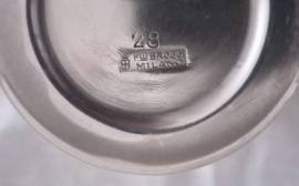 Shaker pubblicitario vintage F.lli Broggi Milano in acciaio inossidabile. 