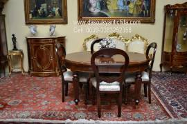 Tavolo da pranzo-riunioni ovalino stile inglese allungabile fino a 343 cm.