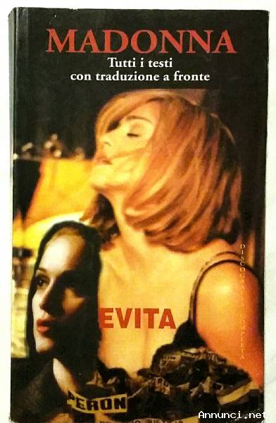 Madonna, Evita tutti i testi con traduzione a fronte Edizioni Grafiche Lo Vecchio, 2009 come nuovo